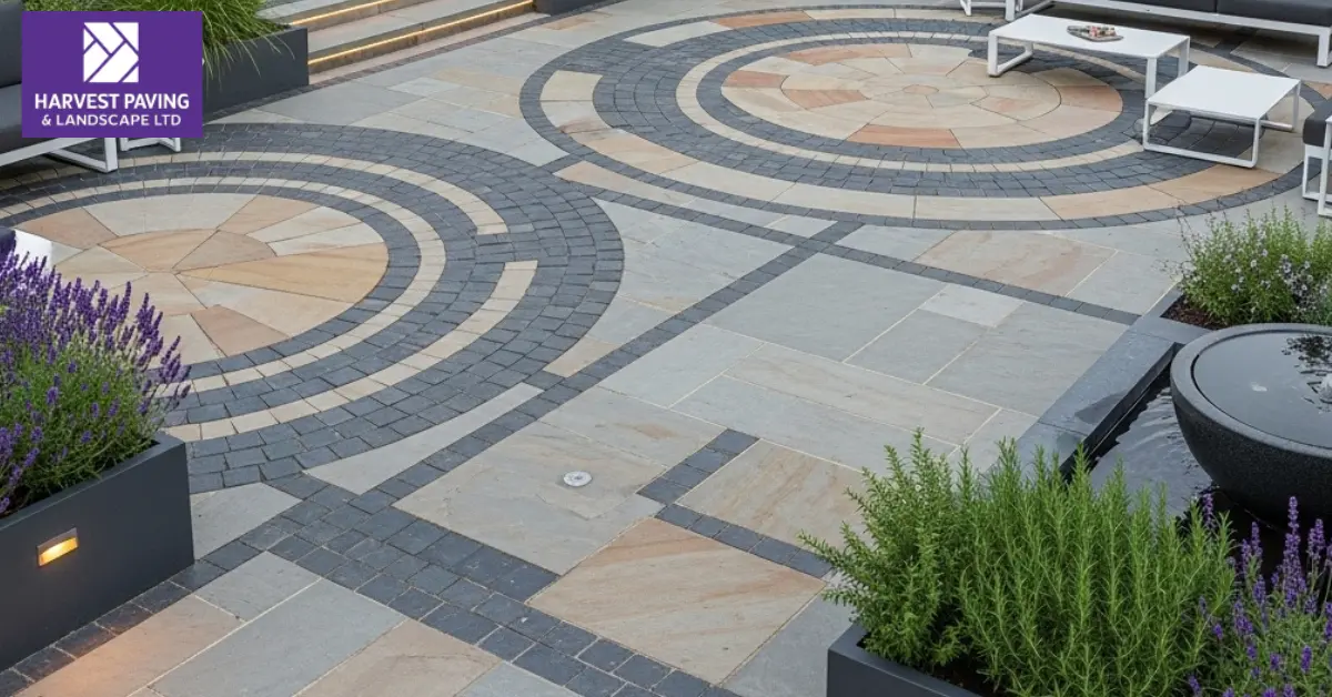 Geometric and curved layouts for garden patios